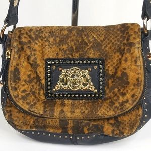 JUICY COUTURE ANIMAL Sequin PRINT AND LEATHER CROSSBODY HANDBAG.